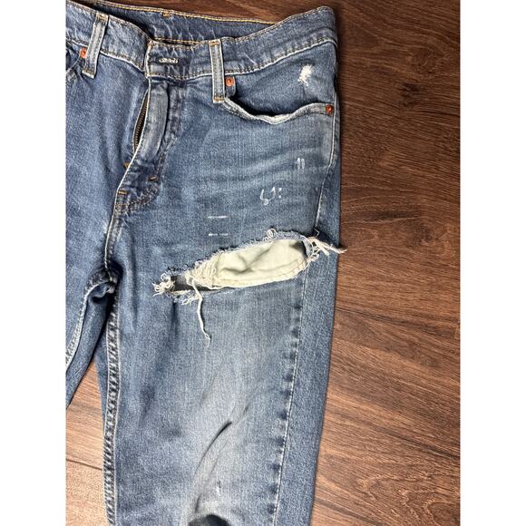 Levi’s 511 Men’s Jeans 32x34 Slim Fit Distressed Medium Wash Stretch - Picture 2 of 6